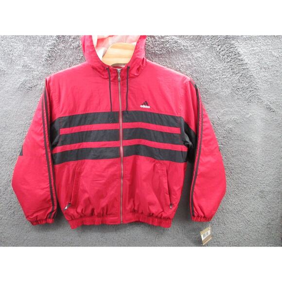 NWT Vintage 90s Y2K ADIDAS Moby Red & Black Men's Large Jacket w/Hood
